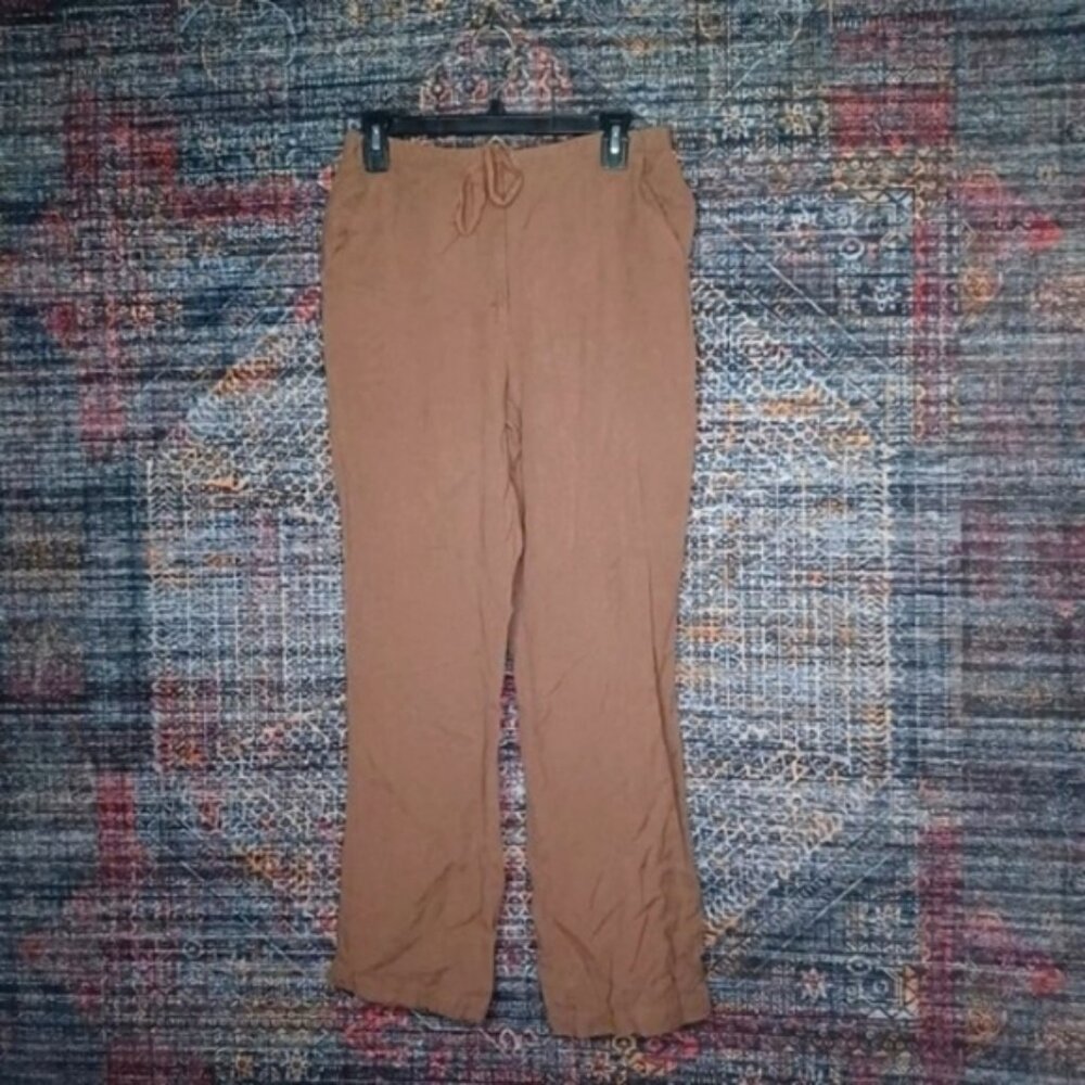 Pendleton womens solid brown linen tencel lounge pants 8x30 EUC